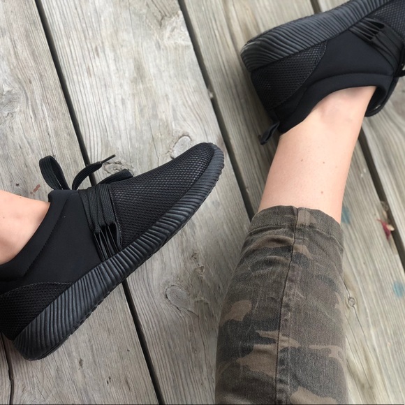 Qupid Shoes Black Knit Sneakers Poshmark